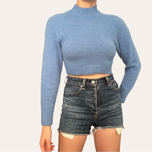 Urban Outfitters Fuzzy Blue Crop Sweater 💕 - Picture 3 of 3